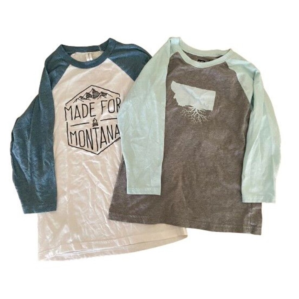 WYR Boutique 2 Girls Montana Roots 3/4 Sleeve Baseball Tee Shirt Top NEW Size M